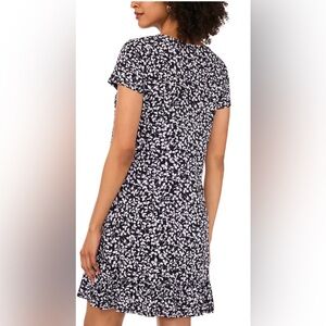 Chaus NY Short Sleeve Mini Dress in Black and White Floral